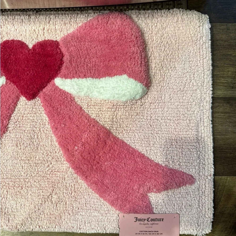 Juicy Couture Pink Bow Plush Bath Rug
